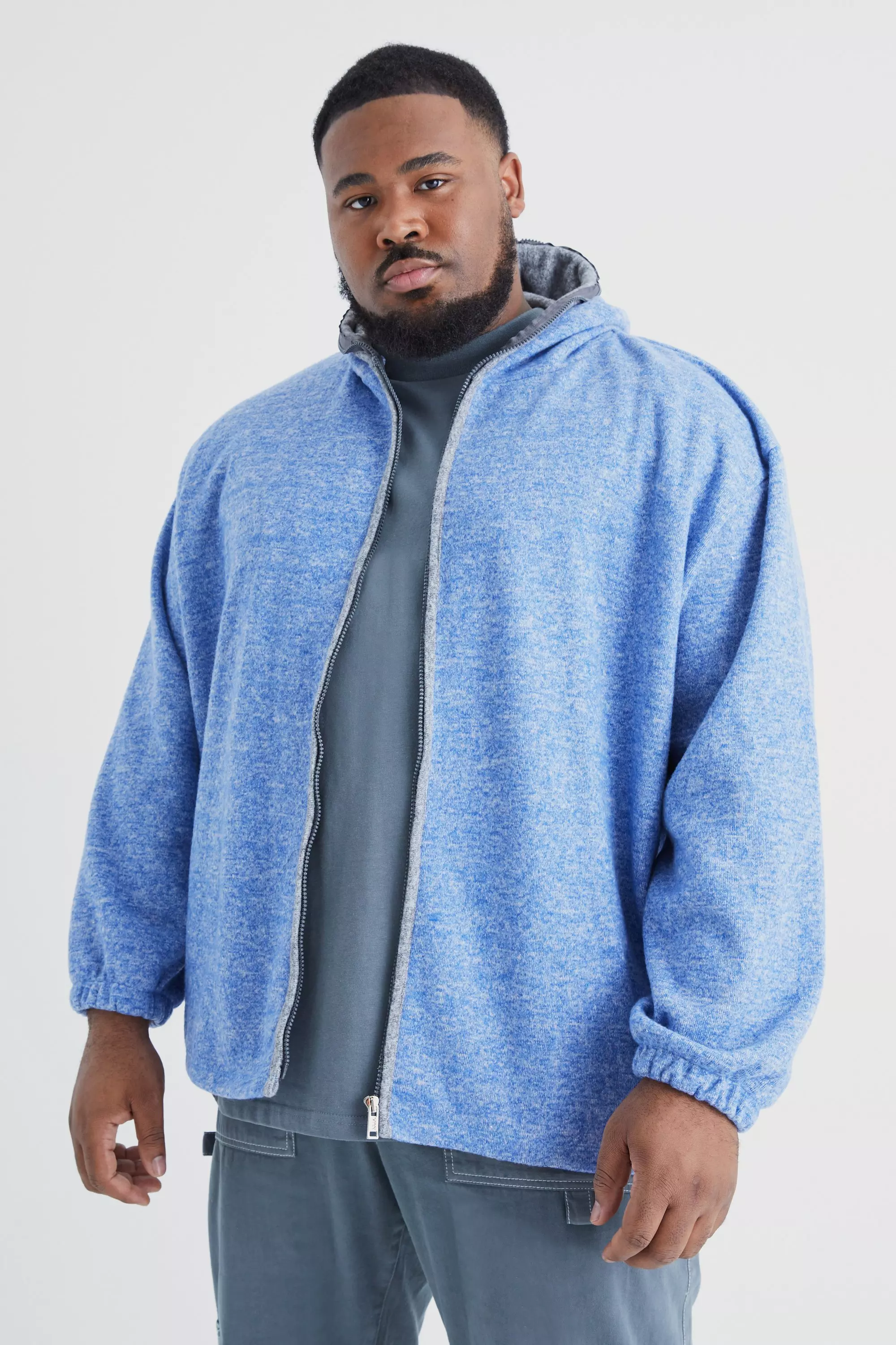 Plus Oversized Heavyweight Brushed Zip Up Hoodie boohooMAN USA